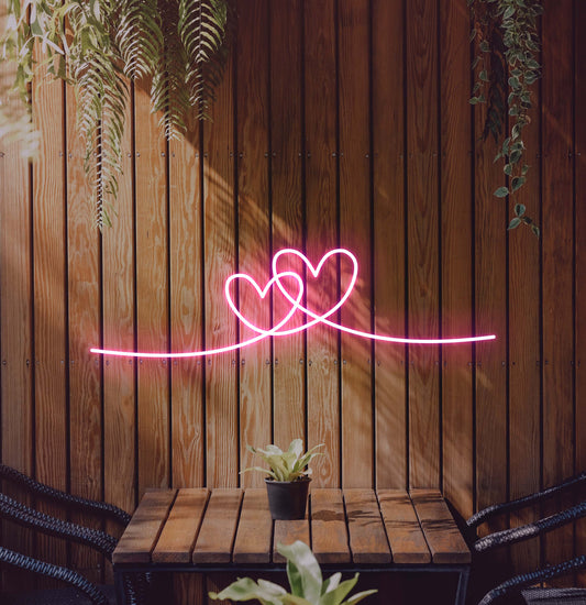 Double Heart LED Neon Sign
