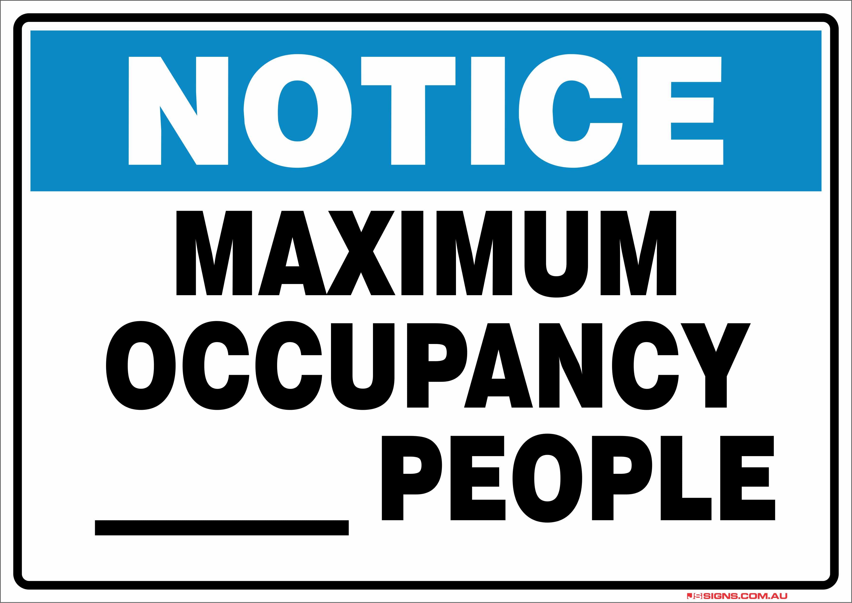 Max Occupancy Rates Signs Notice Maximum Occupancy xyz People – JS Signs