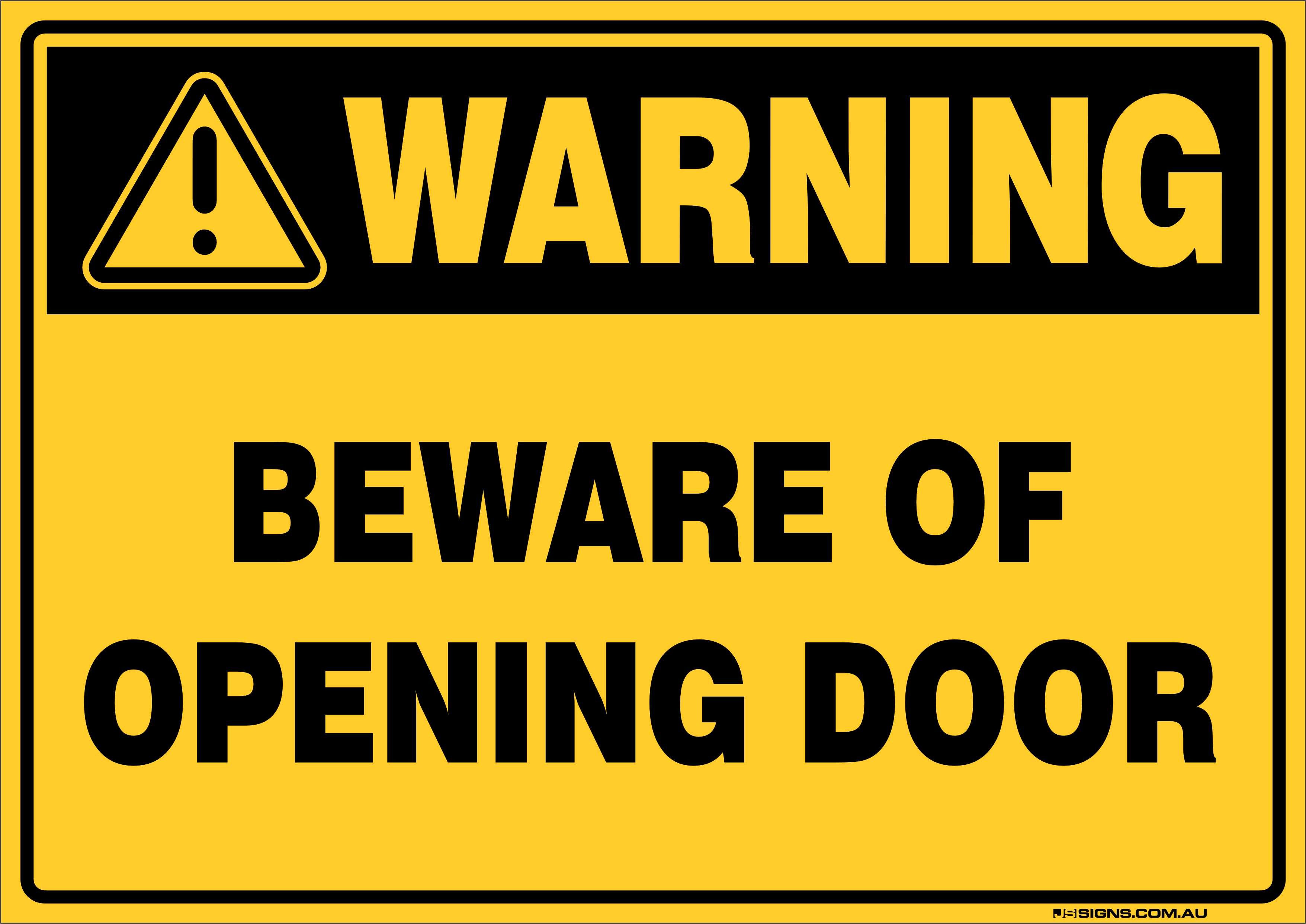 Warning Beware Of Opening Door – JS Signs